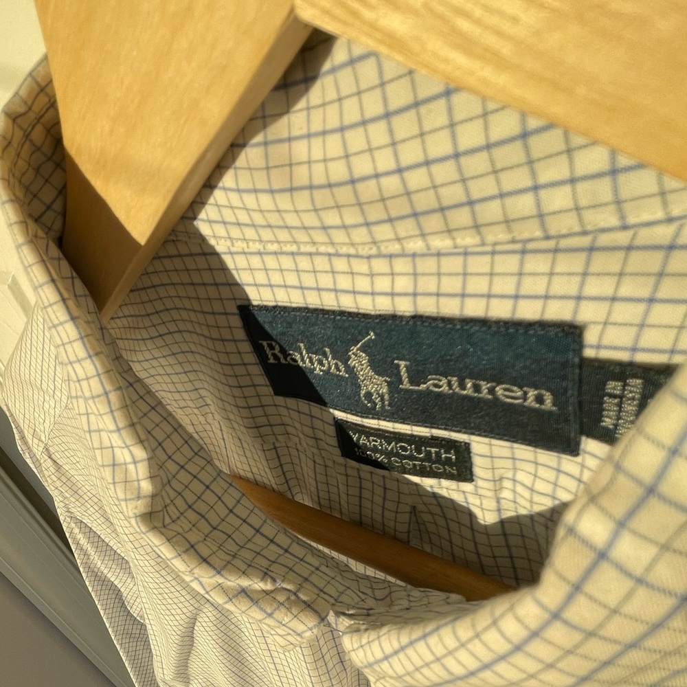 Polo Ralph Lauren dress shirt white plaid checkered